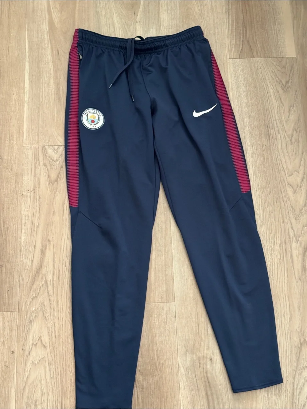 Nike Navy Manchester City Training Pants with Red Accents
